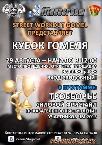 29 Августа! в 12:00 Начнётся шикарное событие в городе Гомеле! Кубок Гомеля по Street Workout!